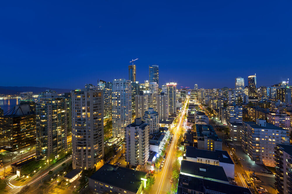 robson street view at night