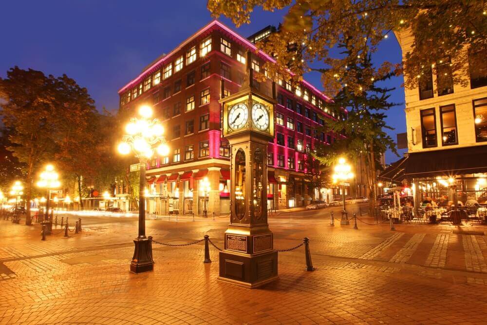 Gastown and the historical steam clock in Vancouver, Canada