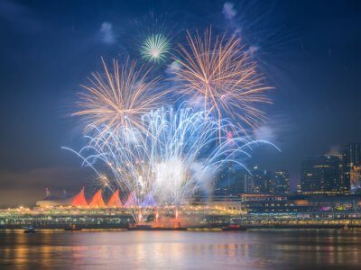 New year fireworks at Vancouver BC Canada