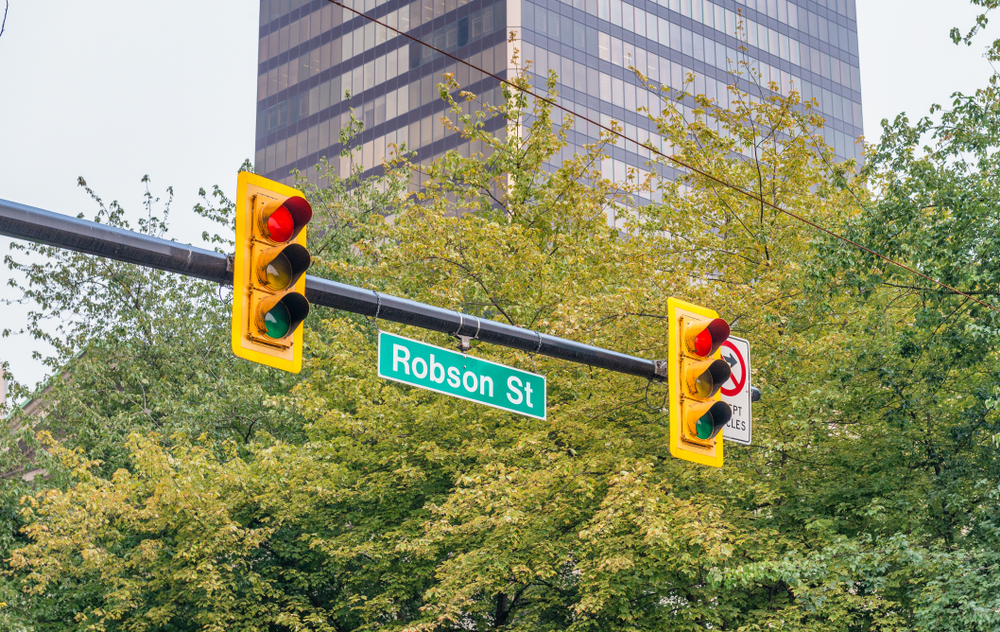 Robson street is a shopping district in vanvoucer and its named